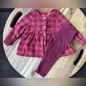 Cat & Jack Red Burgundy Flannel Outfit Set